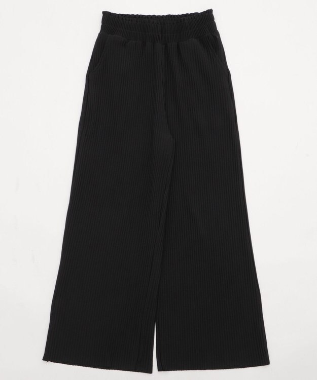 WEGO 【WEB限定/2025年秋冬新作/裾カットOK！自分サイズに調整可能/ウエストゴム/しわになりにくい/】カットプリーツパンツ ブラック