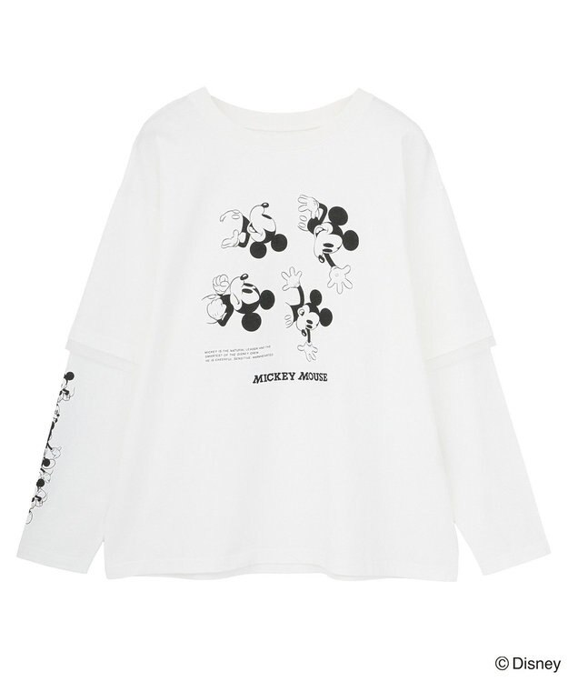 Green Parks ミッキー＆フレンズ／レイヤードプリントロングＴシャツ Off White