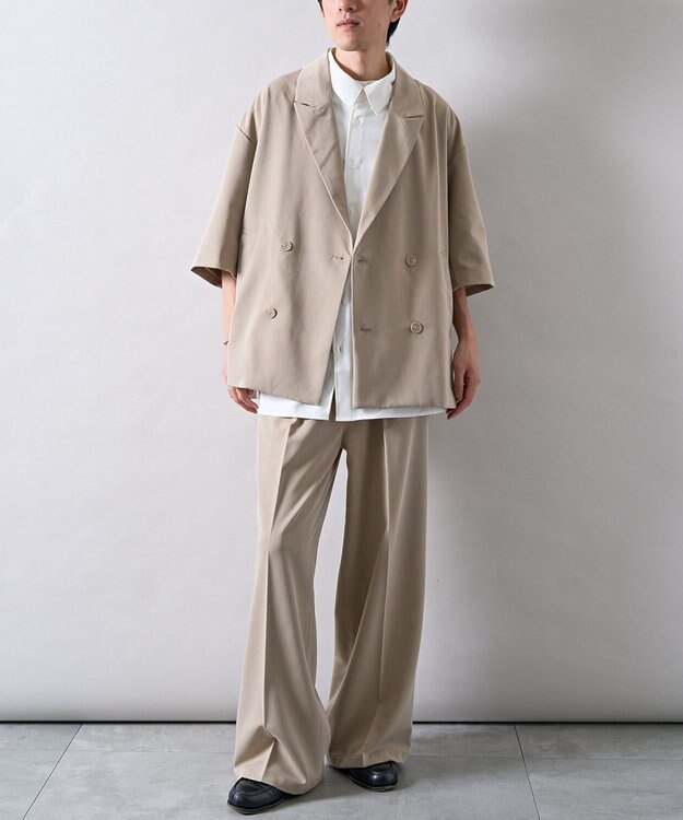 CRAFT STANDARD BOUTIQUE 半袖ダブルテーラードセットアップ Beige