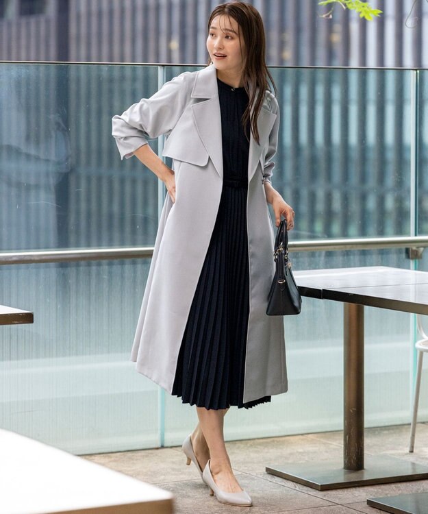 ANY SIS L 【洗える】ノーブルプリーツ ワンピース ネイビー