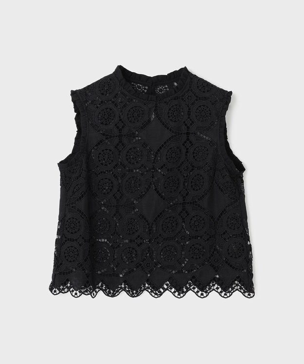 GRACE CONTINENTAL サークルレースノースリーブトップ ブラック