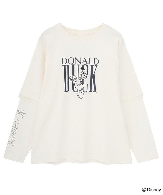 Green Parks ミッキー＆フレンズ／レイヤードプリントロングＴシャツ Ivory