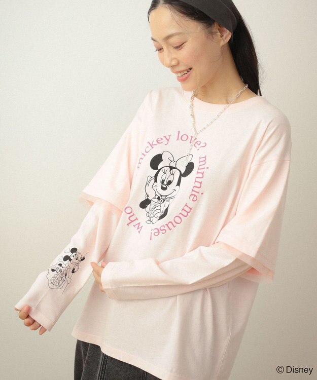 Green Parks ミッキー＆フレンズ／レイヤードプリントロングＴシャツ Light Pink