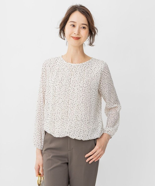 自由区 【洗える/ドット柄】ロイヤルシフォン プルオーバーカットソー ライトグレー系5