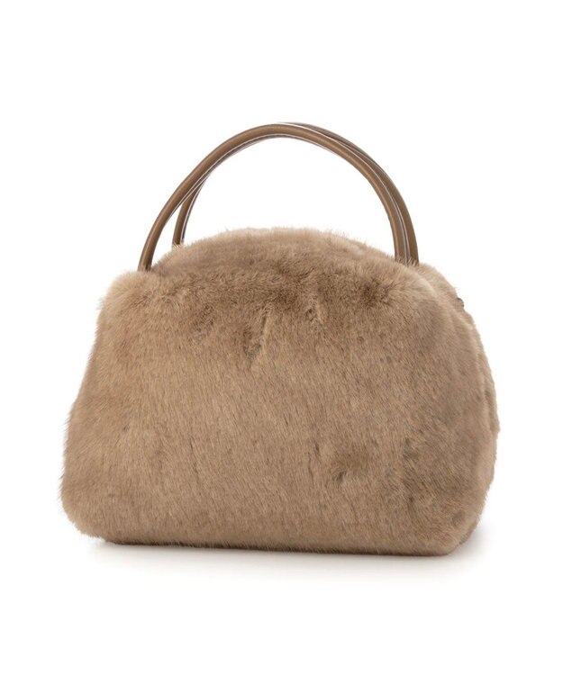 UNBILLION カシュカシュ cachecache / ミンク風エコファー2wayボックストート ベージュ