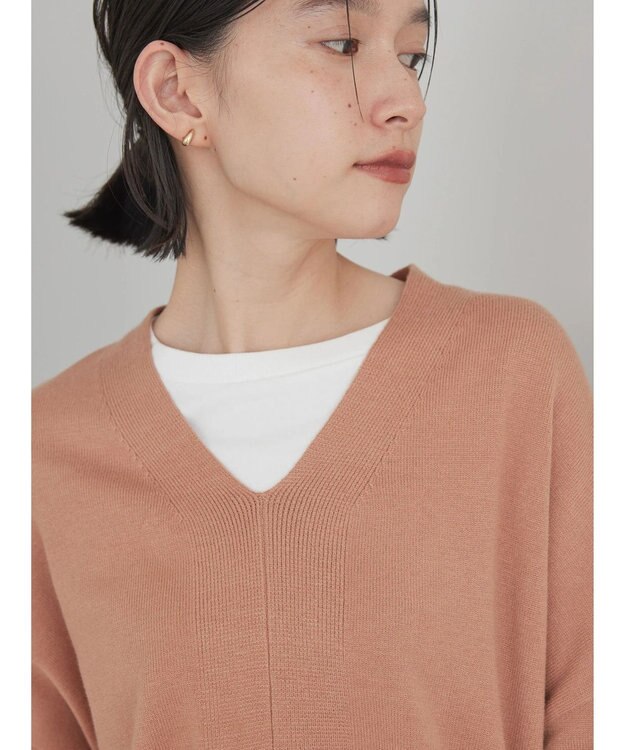 AMERICAN HOLIC バイパチＶネックニットプルオーバー Pink Beige