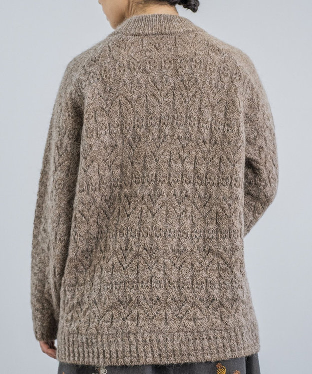 muuc 〈ふっくら柔らか高品質 キッドモヘア×アルパカ×ウール〉〈2サイズ展開〉模様編みプルオーバー ブラウン