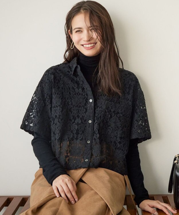 23区 S 【CLASSY.掲載/洗える】スムージーコットン タートルネック ニット ブラック系