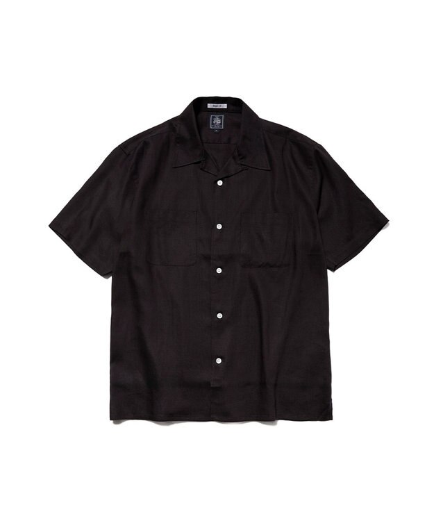 J.PRESS MEN 【J.PRESS ORIGINALS】Rayon Linen Oxford Open Half Sleeve Shirt / Baggy-Fit ネイビー系