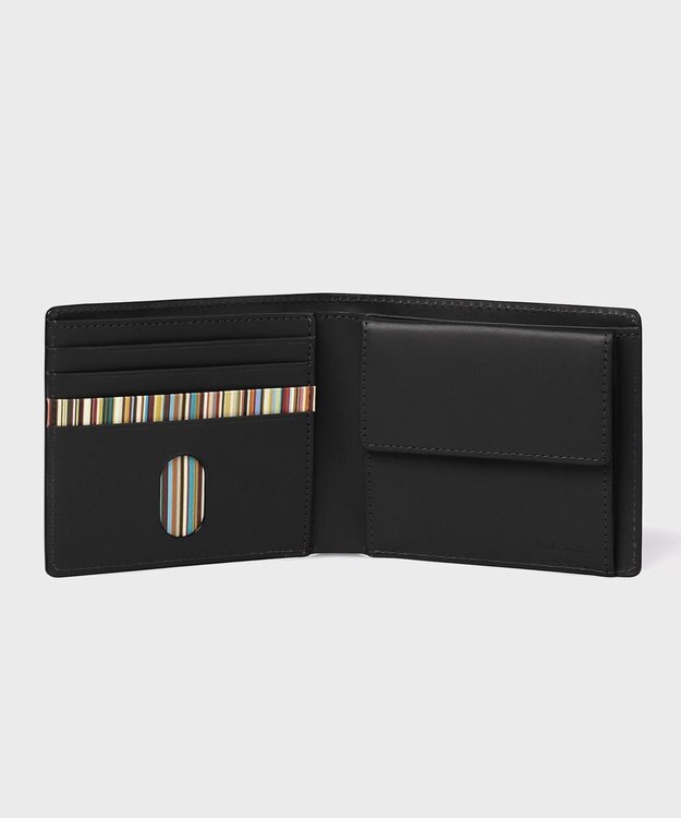 Paul Smith ベジタンストライプ 2つ折り財布 ブラック