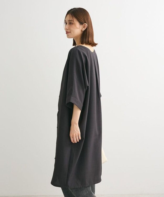 Green Parks 前後２ｗａｙ　ミディ丈タックワンピース Charcoal Gray