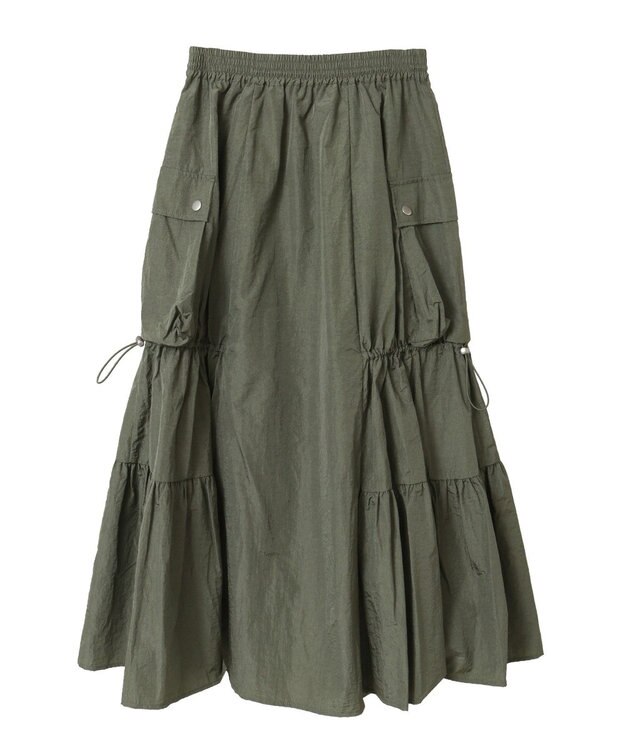 Green Parks ・ＳＵＧＡＲ　ＳＰＯＯＮ　ドロストティアードスカート Khaki