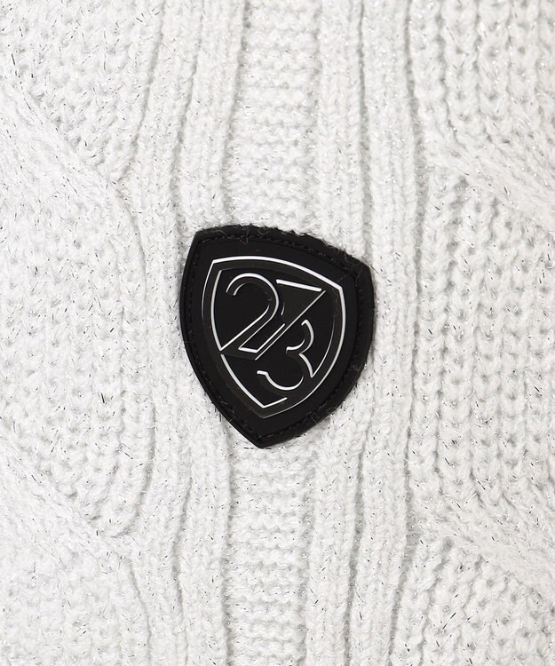 23区GOLF 【WOMEN】ラメケーブルジップアップカーディガン　防風裏地付き ホワイト系