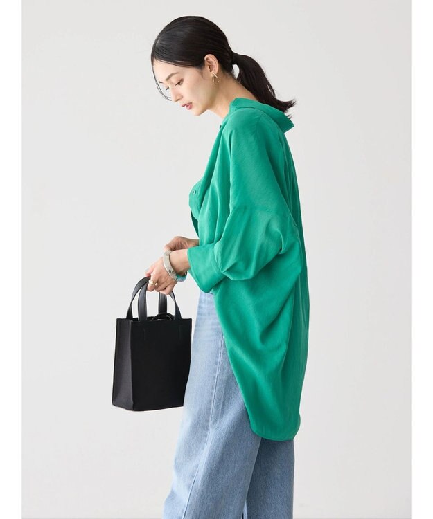 AMERICAN HOLIC 接触冷感５分袖変形ドルマンシアーシャツ Green