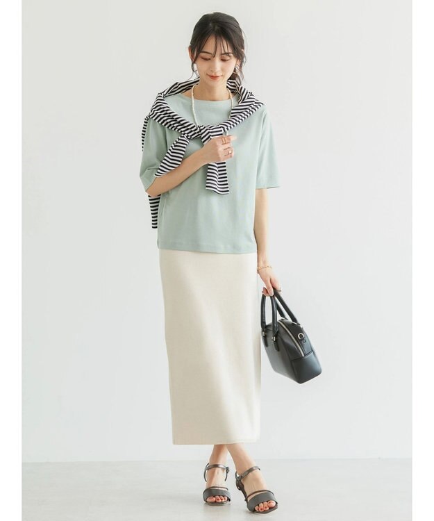 AMERICAN HOLIC ５分袖ボートネックカットプルオーバー Green