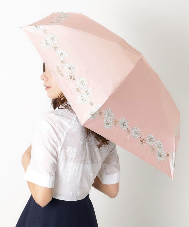 MOONBAT 【WEB限定/一級遮光99.99%】晴雨兼用折りたたみ日傘 ポール&ジョー(PAUL & JOE ACCESSOIRES)クリザンテーム/バイカラー 雨の日OK 遮熱 簡単開閉 UV 晴雨兼用 ピーチ