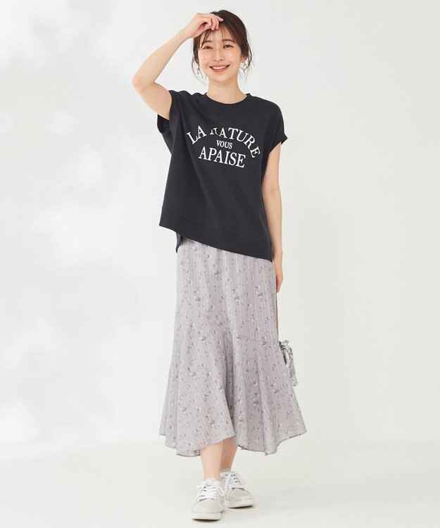 ANY SIS フレンチスリーブロゴ スウェット ネイビー