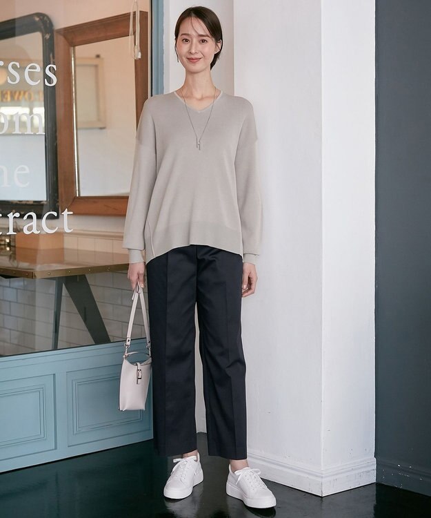 自由区 【XSサイズ~/接触冷感・吸湿・速乾】COOLMAX ワイドパンツ ネイビー系