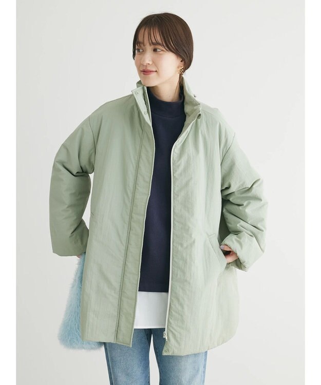 Green Parks 中わたスタンドカラーミドル丈ブルゾン Olive