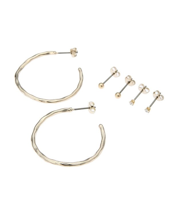 AMERICAN HOLIC テクスチャーフープピアスセット Gold