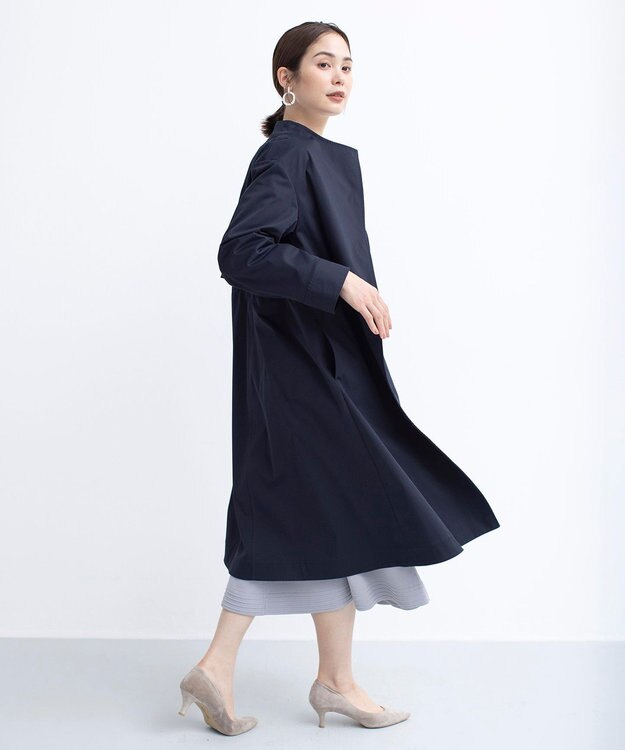 組曲 L 【WEB限定】コットンライクツイル スタンドネックコート ネイビー系