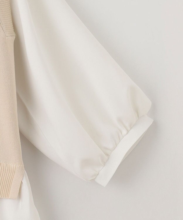 ANY 【洗濯機可】ニットレイヤードブラウス ベージュ