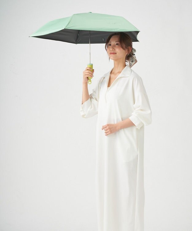 MOONBAT 【Pitaa】ハーフカプセル 無地 晴雨兼用日傘 折りたたみ傘 遮光率100%/UVカット率100%/UPF50+/遮熱効果/撥水加工/軽量/50cm ミントグリーン