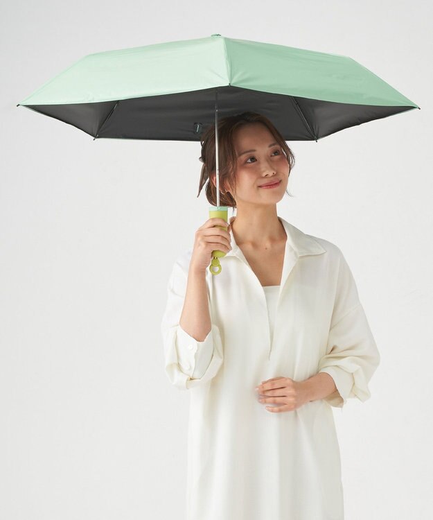 MOONBAT 【Pitaa】ハーフカプセル 無地 晴雨兼用日傘 折りたたみ傘 遮光率100%/UVカット率100%/UPF50+/遮熱効果/撥水加工/軽量/50cm ミントグリーン