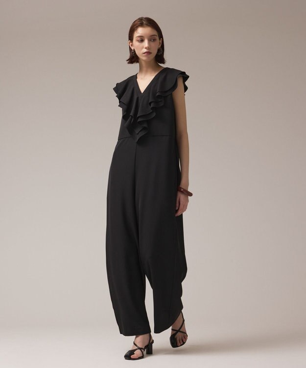 GRACE CONTINENTAL フリルサロペット ブラック