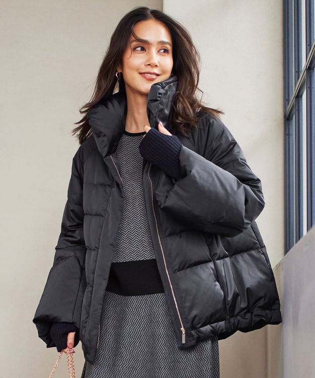 自由区 【洗える】ウールブレンドバルキー アームウォーマー ブラック系