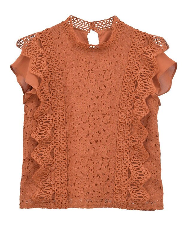 Green Parks ・Ｐｅｔｉｔ　Ｆｌｅｕｒ　フレンチレーシーブラウス Brown