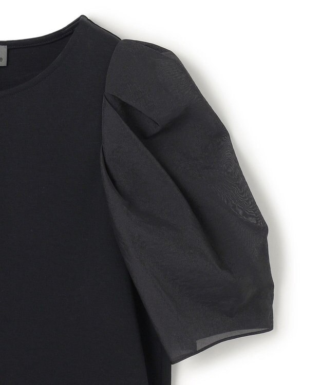 uncrave ダブルフェイスジャージー オーガンジーコンビトップス ブラック