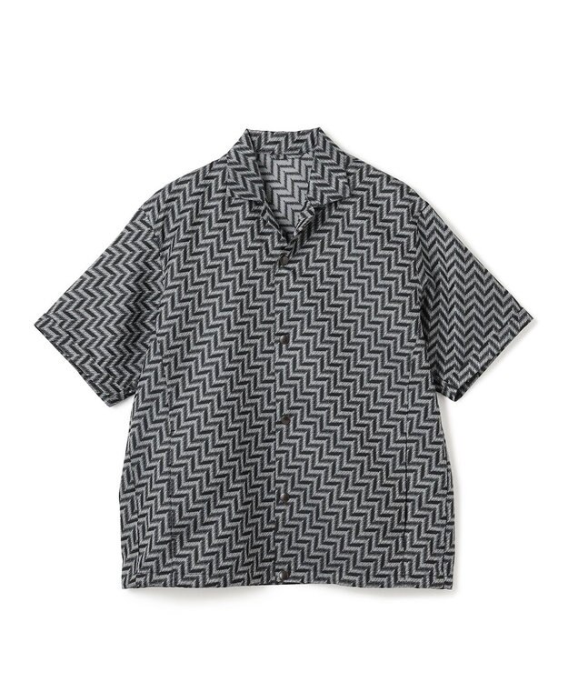 JOSEPH HOMME 【HIGH GRADE LINE】カスリシェブロンジャガード　オープンカラー半袖シャツ ブラック系5