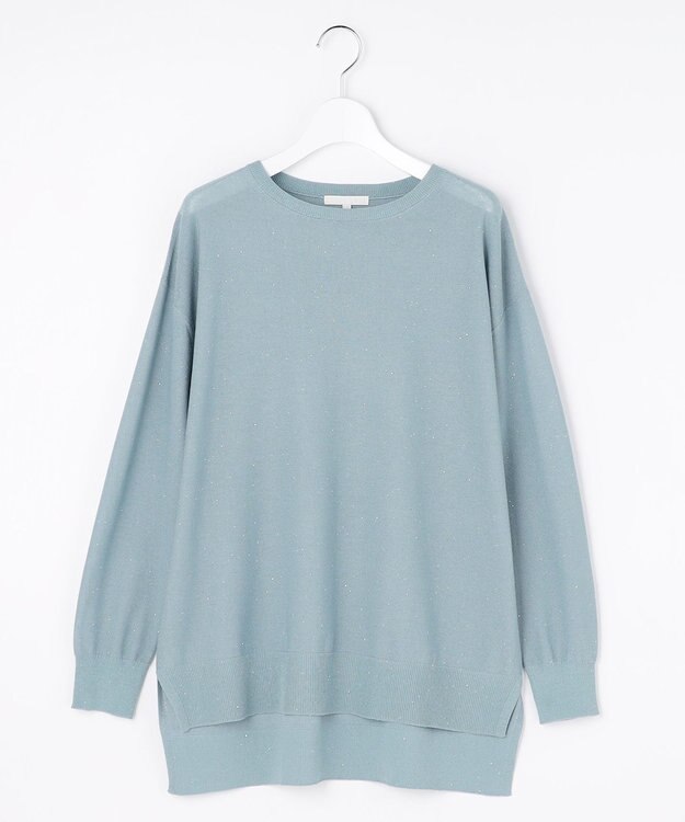 自由区 L ファインゲージスパングルプルオーバー ニット サックス