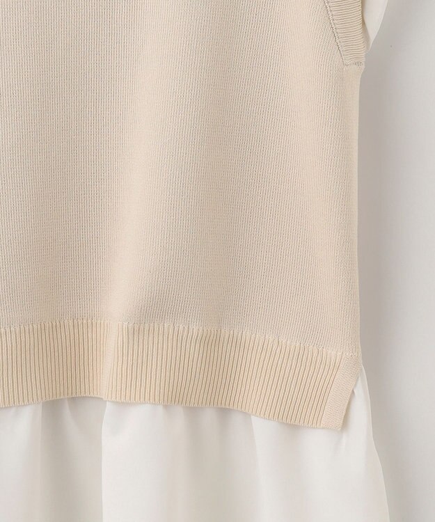 ANY 【洗濯機可】ニットレイヤードブラウス ベージュ