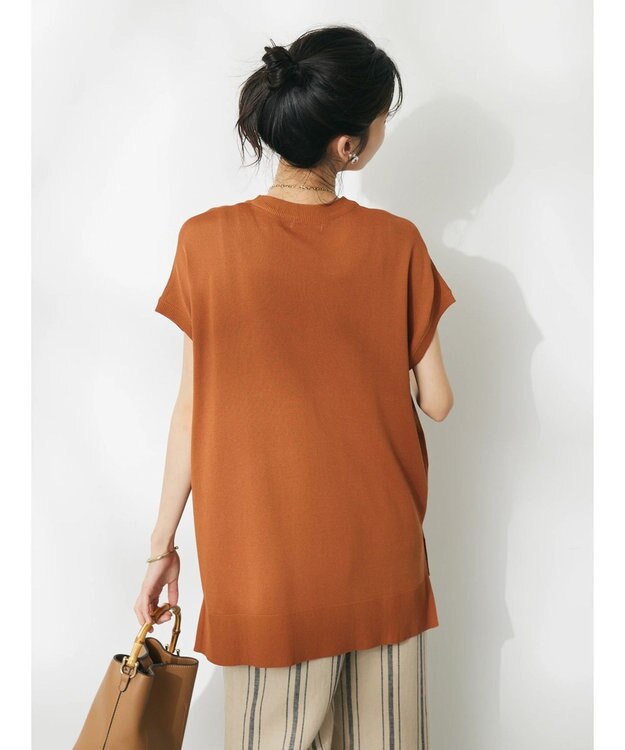CRAFT STANDARD BOUTIQUE ＵＶカット接触冷感半袖ニットチュニック Caramel