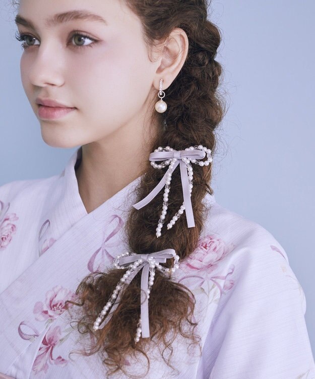 Maison de FLEUR パールリボンクリップＳＥＴ Blue