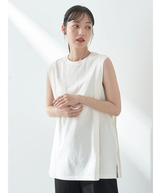 earth music&ecology ボクシーノースリーブチュニック Off White
