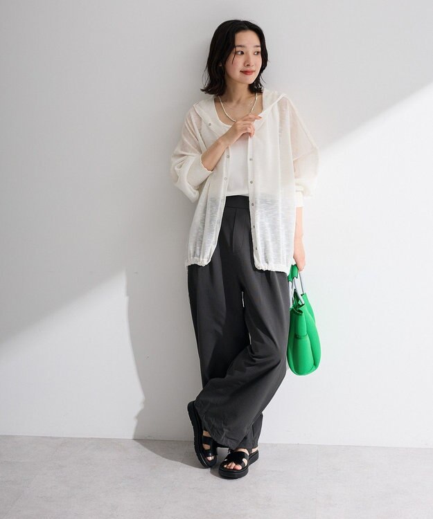 Green Parks サッカー裾ドロストワイドパンツ Gray