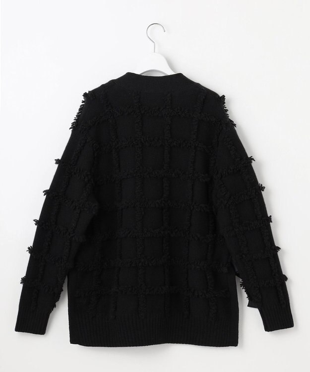 自由区 【カトリエムブーケ】Check frange フリンジカーディガン ブラック