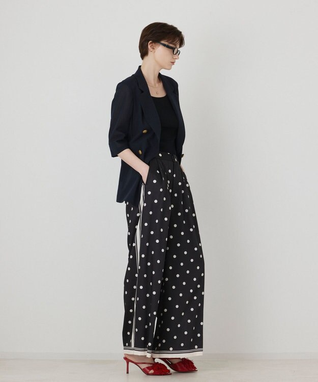 GRACE CONTINENTAL シアーハーフスリーブジャケット ネイビー