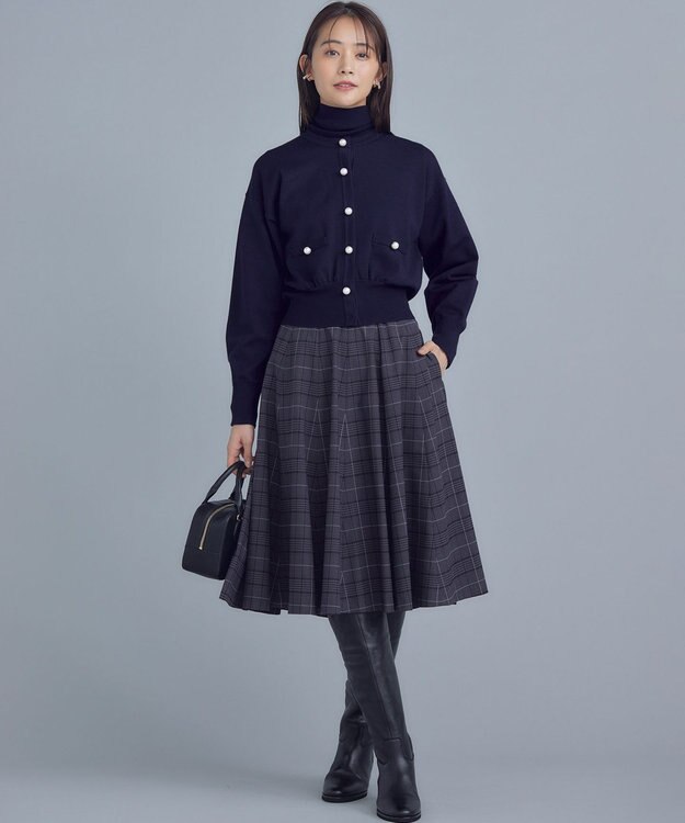 組曲 【WEB限定色あり】ELENA タートルネック ニット ネイビー系