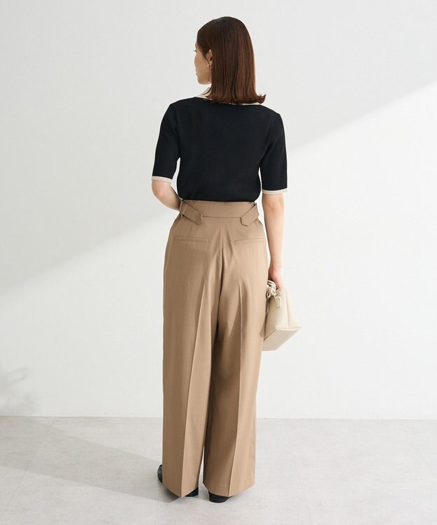 Green Parks 配色ニットポロ Black