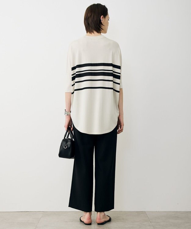 ICB 【先行予約】VIS/NYハイゲージランダムボーダー 半袖ニット トープ×ブラック