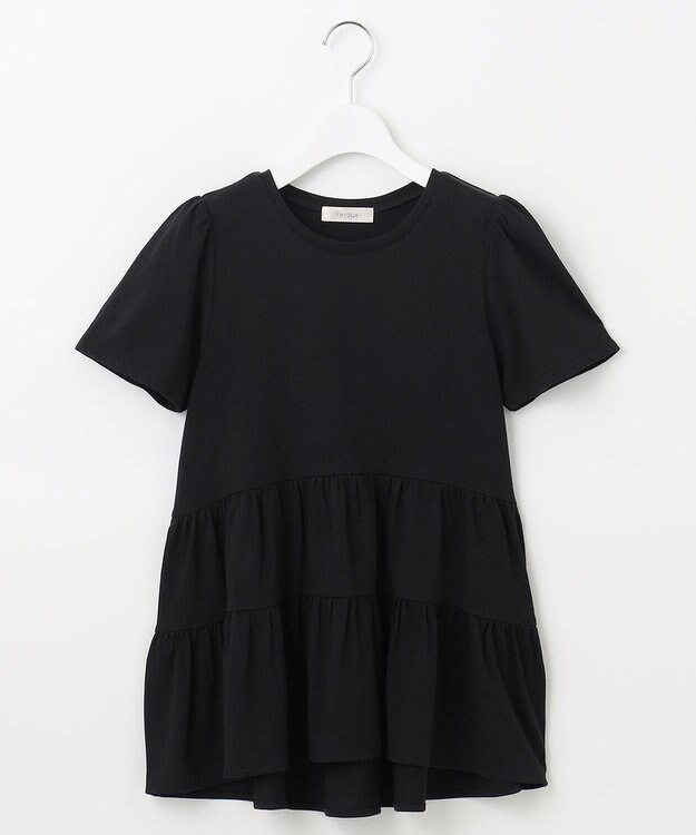 Feroux 【UVケア】ティアードチュニック Tシャツ ブラック系