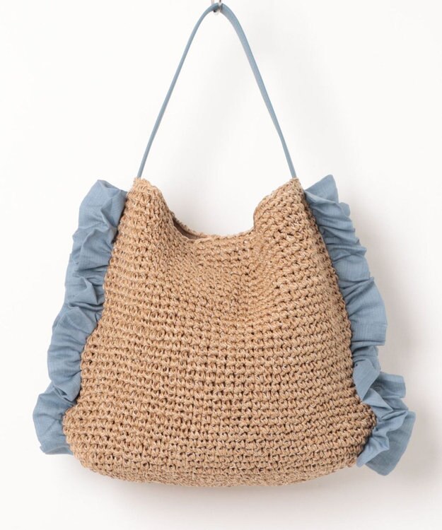 UNBILLION カシュカシュ cachecache / サイドフリルワンンハンドルトート カゴバッグ ブルー