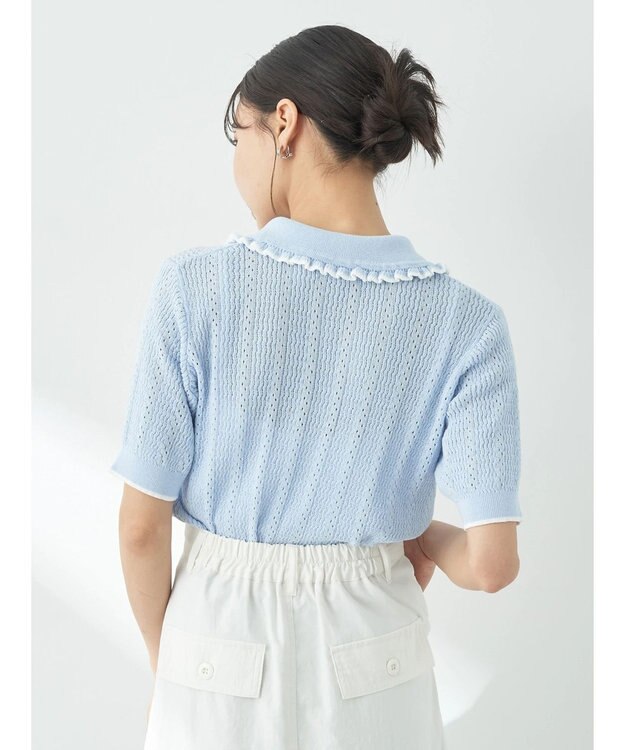 earth music&ecology フリルニットポロ Sax