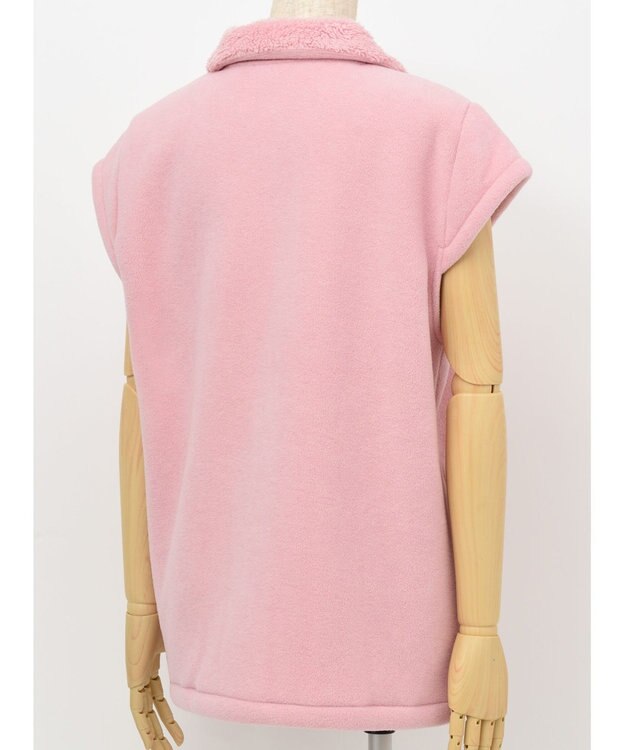 Wing ベスト 3分袖 ショート丈(腰付近) フリース素材 ボア使用(裏側) 保温性 あたたかい 前開きタイプ レディース EX2070 ウイング／ワコール ピンク