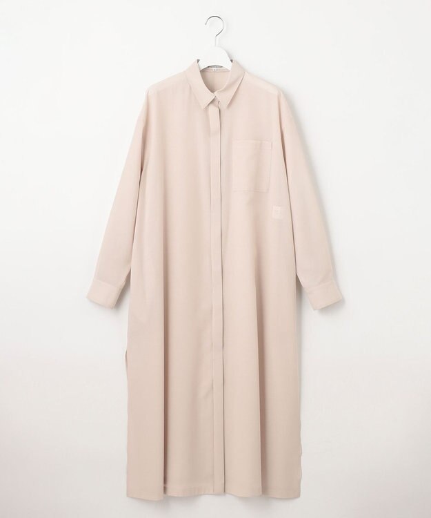23区 【洗える】シアーマットクロス ロング シャツ ベージュ系