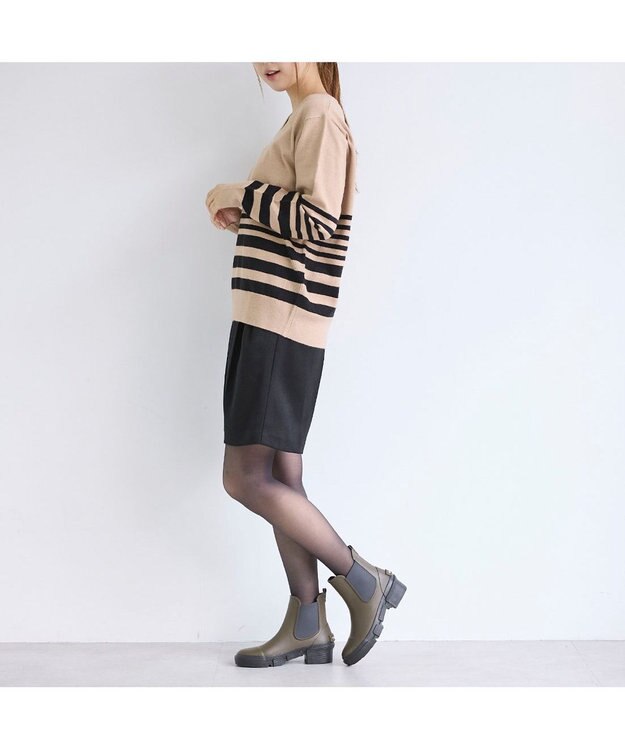 MODE ET JACOMO <carino>【レイン対応】サイドゴアレインブーツ カーキ